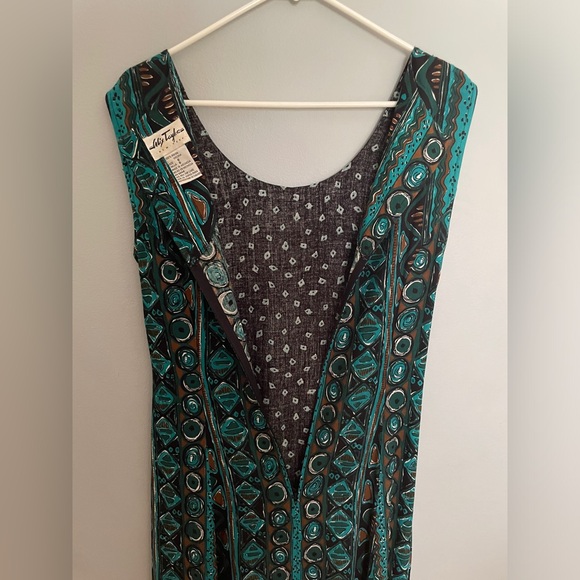 VINTAGE 90s Alix Taylor Jamie Brooke Geometric Patterned Maxi Dress - Picture 7 of 8